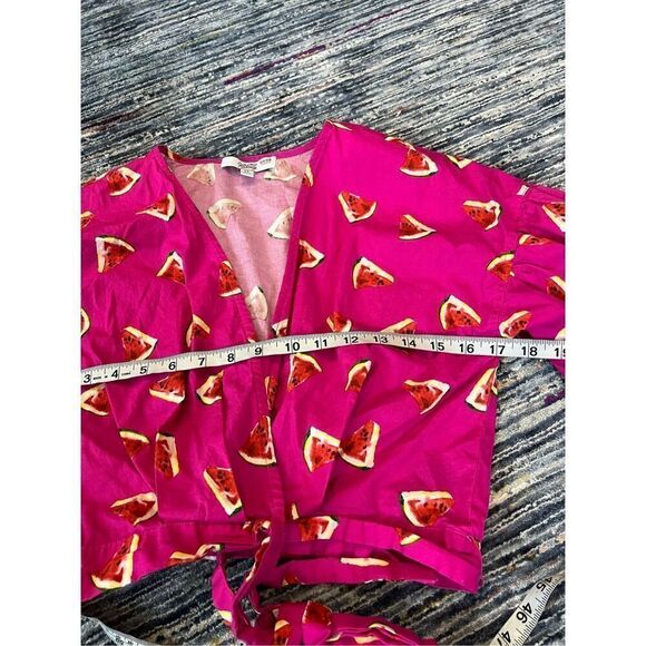Color Me Courtney Emily Watermelon Print Wrap Blouse Size XS - Picture 7 of 8